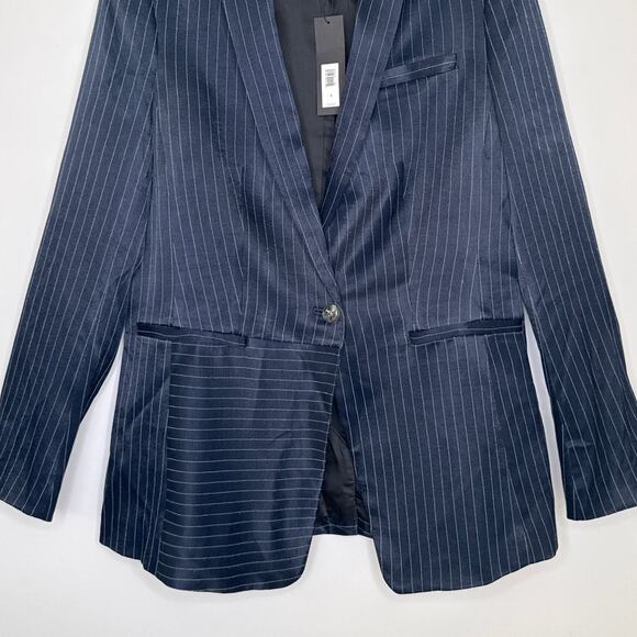 NWT Banana Republic Navy Pinstripe one button dressy Blazer Spring 2018 size 4 - Picture 5 of 15
